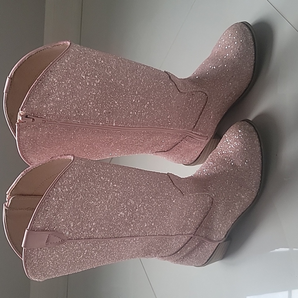 Mia Belle Girls Sparkle Pink Cowgirl Boots, size 2